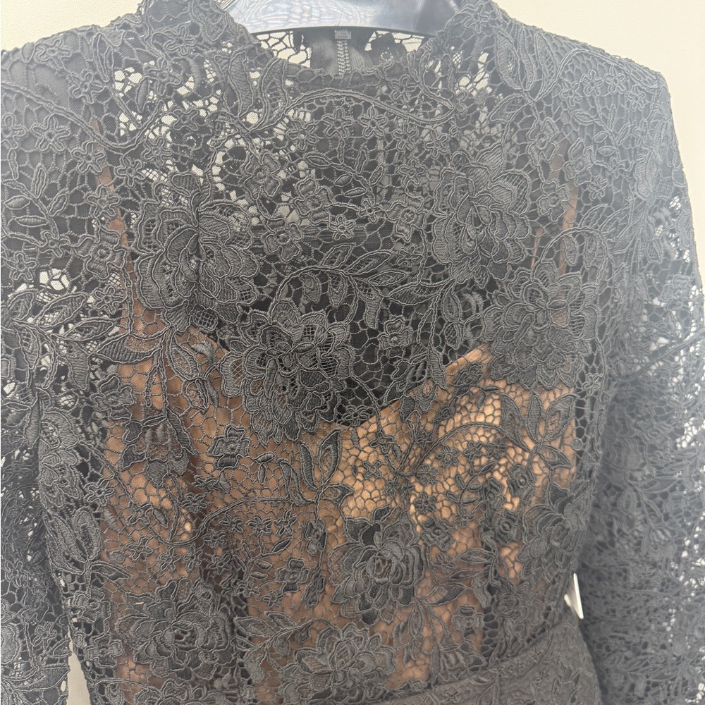 Nadine Merabi Addison Long Sleeve Lace Overlay Cocktail Minidress in size 6 NWT - Picture 6 of 11